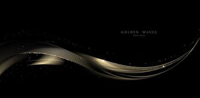 golden wave background, luxury gold lines vector