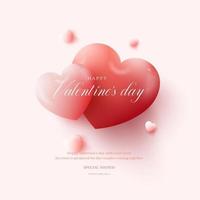 Happy Valentine's Day. Background with Realistic Hearts. vector