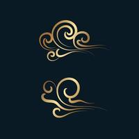 Set of gold decorative elements in oriental style with cloud pattern vector