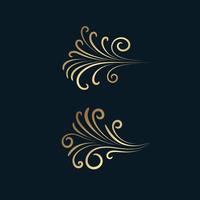 Set of gold decorative elements in oriental style with cloud pattern vector