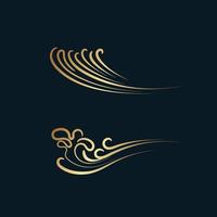 Set of gold decorative elements in oriental style with cloud pattern vector