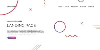 Landing page template with geometric patterns for business website vector