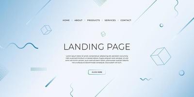 Landing page template with geometric patterns for business website vector