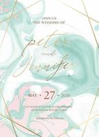 Marble wedding invitation cards set. vector