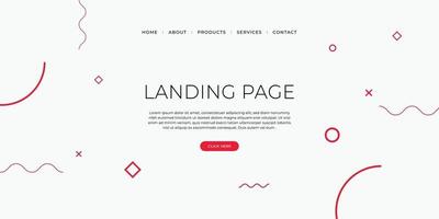 Landing page template with geometric patterns for business website vector