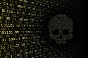 cyber hacker attack background, skull vector