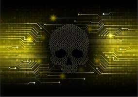 cyber hacker attack background, skull vector