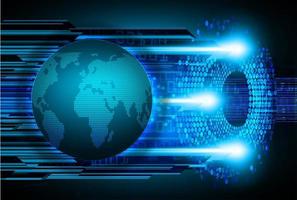 world binary circuit board future technology, blue hud cyber security vector