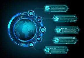 world binary circuit board future technology, blue hud cyber security vector