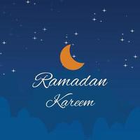 Fondo de ramadan kareem con latern en el cielo nocturno vector