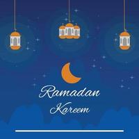 ramadan kareem background with latern in the night sky vector