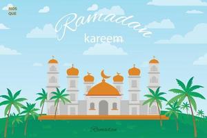 background ramadan kareem with mosque vector