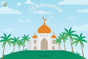 islamic background with lantern mosque and moon light free download vector