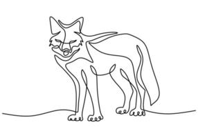 One continuous line drawing of cute fox vector