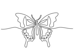 Continuous one line drawing of beautiful butterfly vector