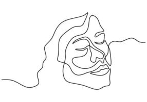 Abstract poster woman face in one continuous line vector