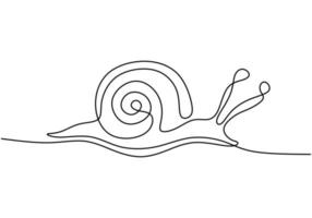 One continuous line drawing of snail vector