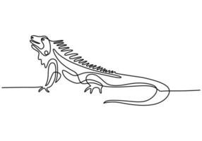 One continuous line drawing of iguana lizard vector