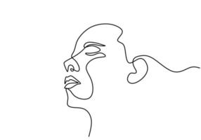 Abstract poster woman face in one continuous line vector