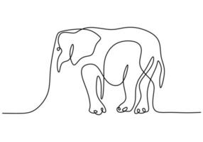 elefante en dibujo continuo de una sola línea vector