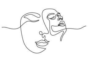 Beautiful woman abstract face continuous line vector