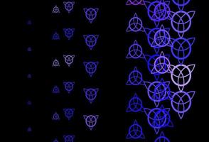 Telón de fondo de vector púrpura oscuro con símbolos de misterio.