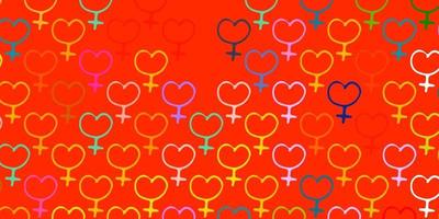 Light Multicolor vector texture with women's rights symbols.