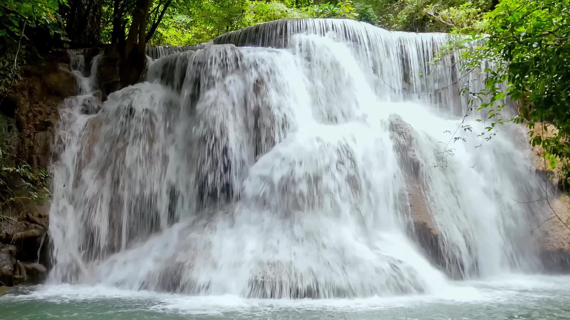 Beautiful Forest Waterfall HD wallpaper