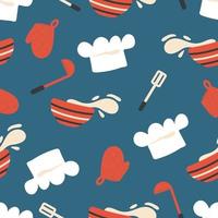 Kitchen seamless pattern. Cooking and utensils background vector