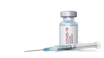frasco de vacina covid-19 com seringa, vacina de coronavírus video
