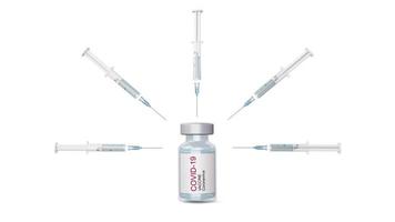 Covid-19 vaccine bottle with syring, coronavirus vaccine video