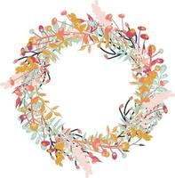 floral circular watercolor vector illustration