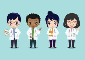 Cute Kids Wearing Doctor Uniforms Set vector
