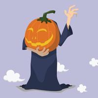 cartoon Halloween Headless Pumpkin Head vector