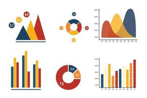 graph and pie chart business marketing vector
