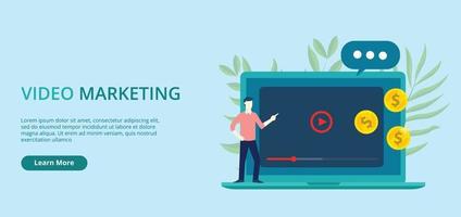 video marketing concept banner with free space for text vector