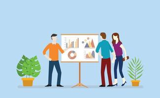 team business analyze graph and chart data vector