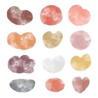 Collection of abstract watercolor organic shape blobs in autumn colors vector