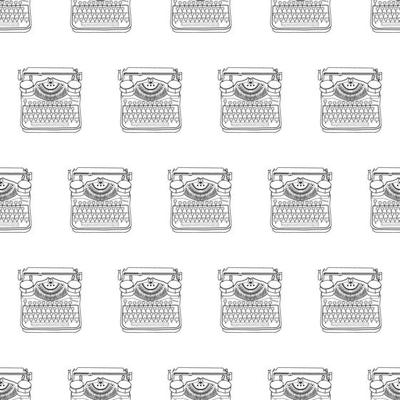 Seamless pattern with vintage typewriters vector illustrations