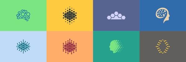 abstract set of brain shaped logo designs vector