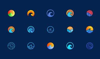 ocean wave logo design, set of logo templates fit for identity vector