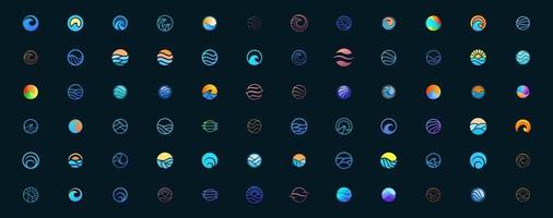una colección de diseños de logotipos de círculos ondulados, para plantillas de logotipos de empresas vector