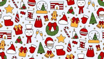 Seamless repeating pattern with Christmas and Happy New Year symbols vector