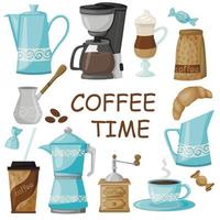 Coffee maker, coffee grinder and everything related to coffee. vector