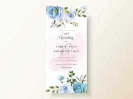 elegante tarjeta de invitación de boda floral acuarela vector