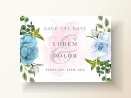 elegante tarjeta de invitación de boda floral acuarela vector