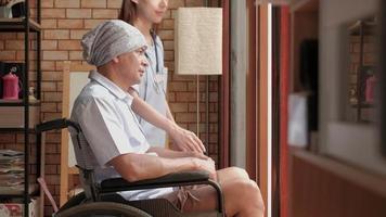Cancer Patients in Wheelchairs Rehabilitation Treatment in Home