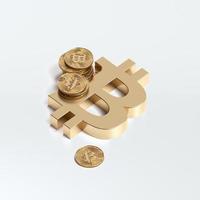 3D render concepto de bitcoin. nuevo dinero virtual. moneda criptográfica foto