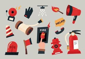 A collection of firefighters equipment. vector