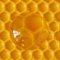 3D rendering Honey Drip and Honeycomb Background.